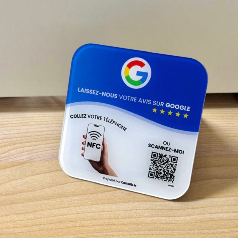 Plaque avis Google NFC et QR Code